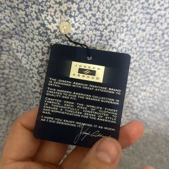 NWT Joseph Abboud Mens‎ Blue Modern Fit Floral Short Sleeve Button Up Shirt XXL - Picture 3 of 8